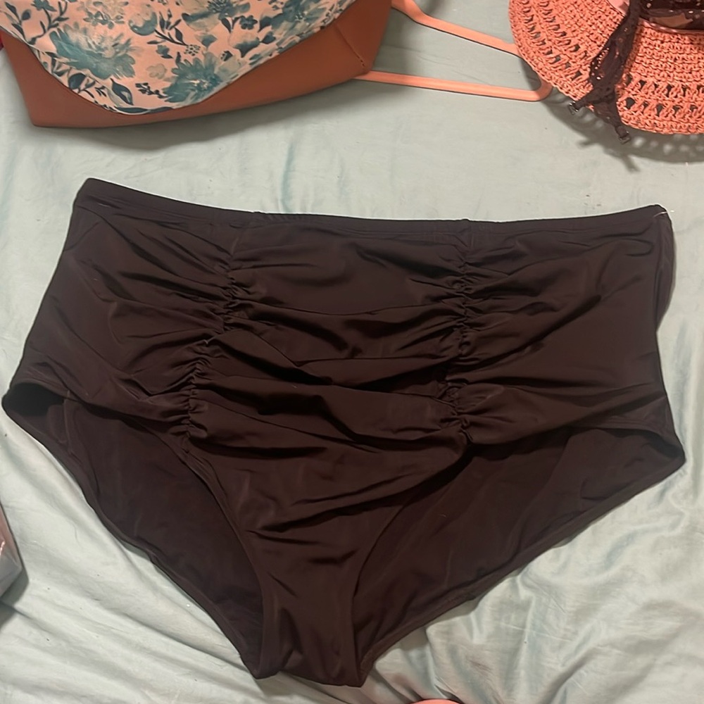 Torrid High rise ruched swim bottoms
